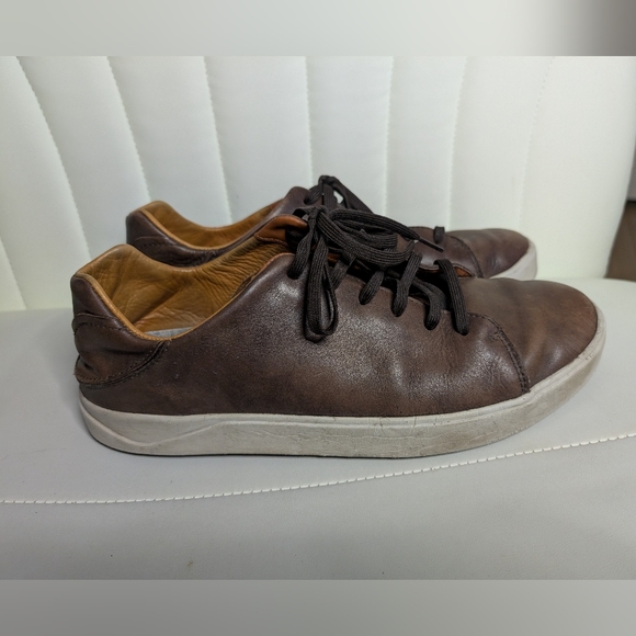 Olukai Lae'ahi Li 'Ili Lace Up Leather Sneakers Mens Dark  Brown Patina Size 11 - Picture 1 of 11